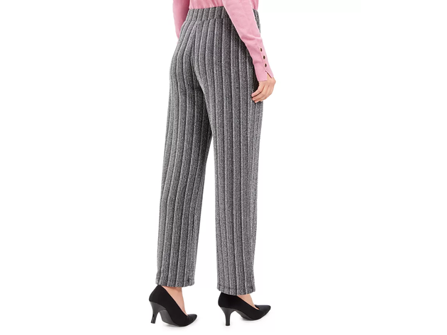 JM Collection Women's Petite Metallic Wide-Leg Pants Black Size Large