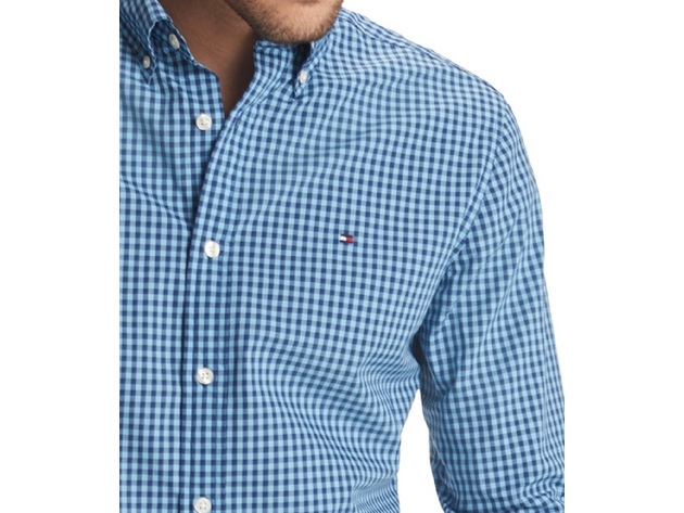 Tommy Hilfiger Men's Charles Custom-Fit Stretch Gingham Check Shirt Size Small