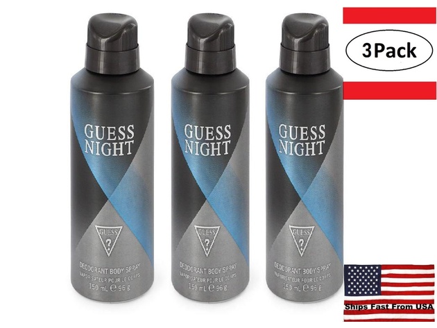 3 Pack Guess Night by Guess Deodorant Spray 5 oz for Men