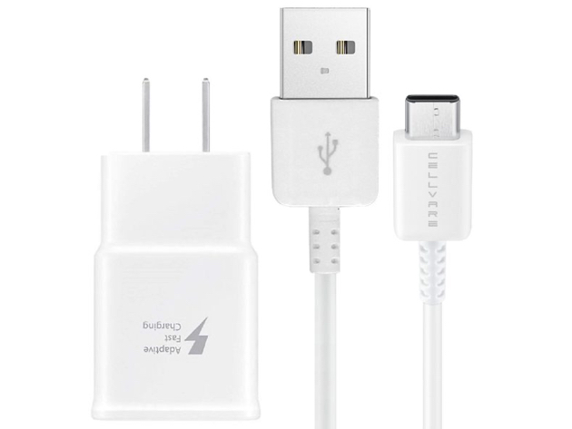 Adaptive Fast Charging (AFC) Wall/Travel Charger w/ Type C 3 Ft Cable for Samsung S8/S9,LG G5/G6/Motorola/Nokia - White