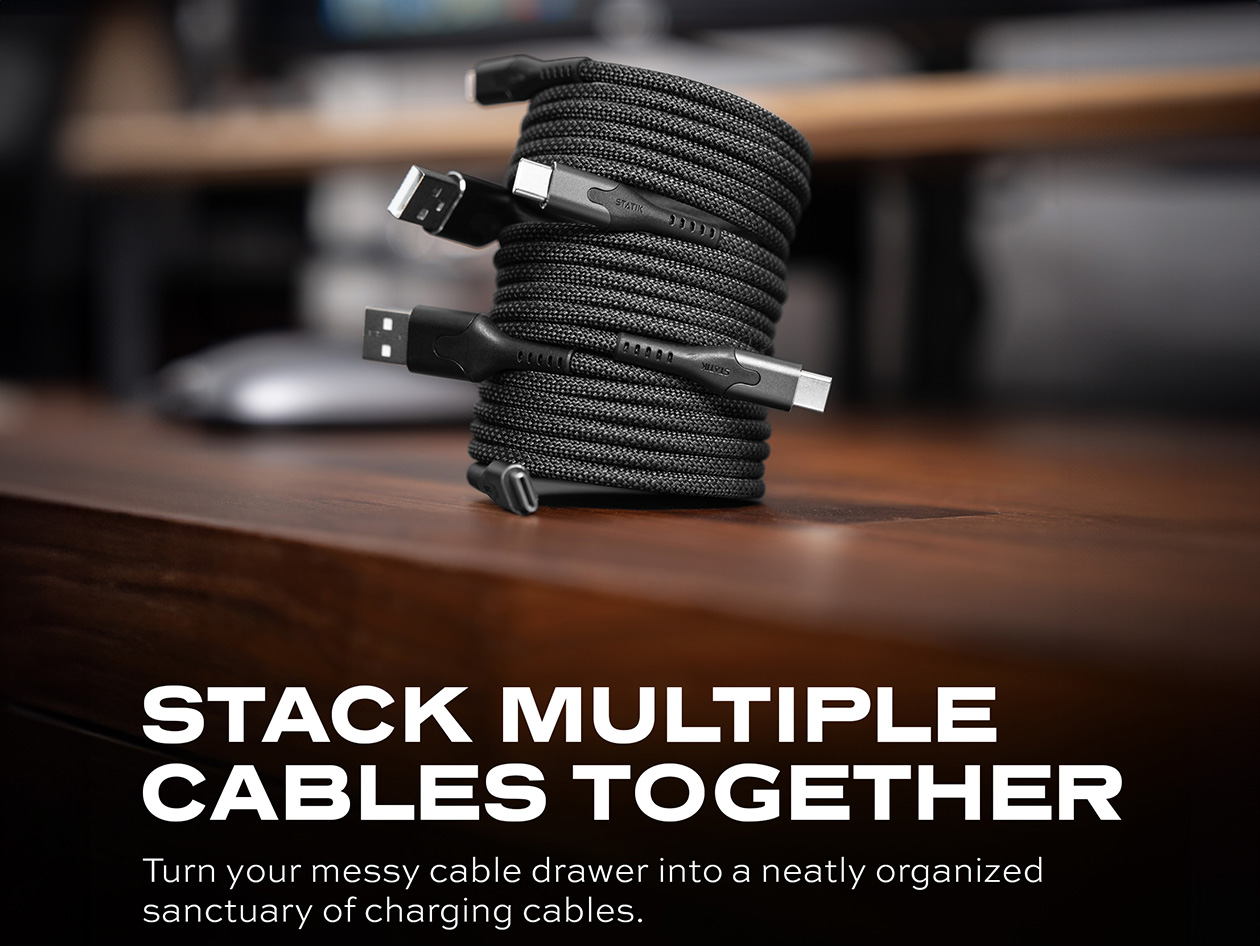 MagStack™ 6ft USB-A to USB-C Tangle-Free Magnetic Cables (4-Pack)