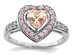 4/5 Carat (ctw) Morganite Heart Ring in Rhodium Plated Sterling Silver