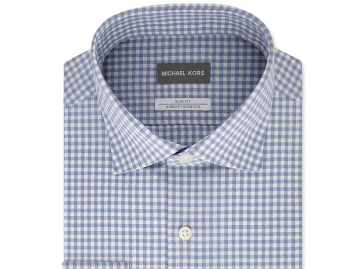 Michael Kors Men's Slim-Fit Non-Iron Airsoft Performance Stretch Check Dress  Shirt Blue Size 16-36-37 | StackSocial