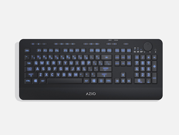 AZIO KB510W Vision Large Print Backlit Wireless Keyboard