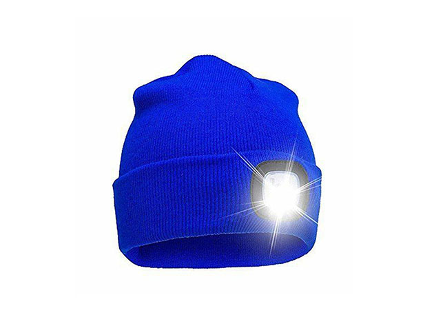 Unisex Beanie LED Rechargeable Lighted Hat (Blue)