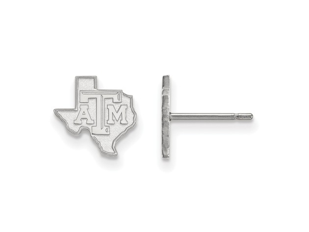 NCAA 14k White Gold Texas A&M University XS Post Earrings