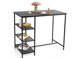 Costway Bar Pub Table Industrial Counter Black Dining Table with Metal Frame - As the picture shows