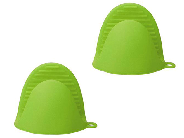 Silicone Heat Resistant Microwave Mitts (2-Pack/Green)