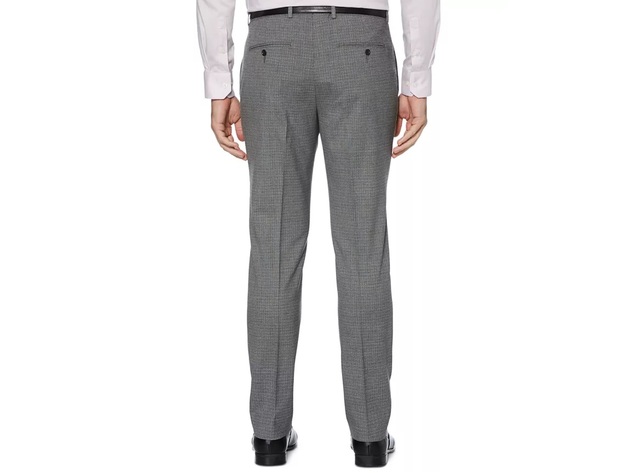 Perry Ellis Men's Portfolio Slim Fit Heathered Check Dress Pants Castlerock Gray Size 34X34