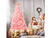 6 Foot Pink Artificial Hinged Spruce Full Christmas Tree with Foldable Metal Stand