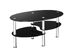 Costway Tempered Glass Oval Side Coffee Table Shelf Chrome Base Living Room - Black