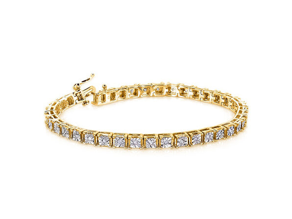 Square Tennis Bracelet in Yellow Gold | Joyus