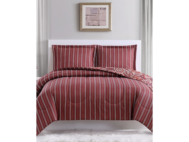 Pem America Hudson Paisley 3-Pc. Comforter Sets King Red