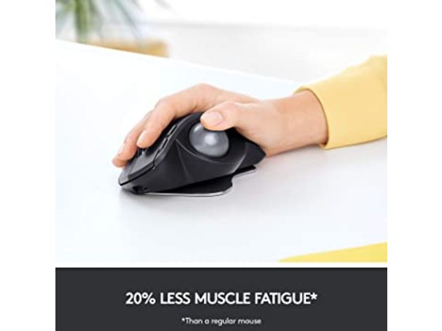 Logitech MX Ergo Adjustable Ergonomic Design Wireless Trackball Mouse, Black (Refurbished, Open Retail Box)