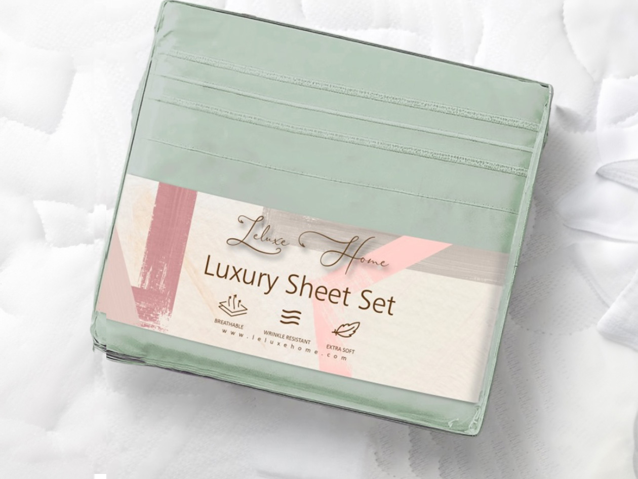 The Luxe 4-Piece Microfiber Bed Sheet Set (Sage/Queen)