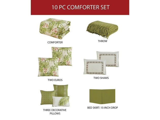 Hallmart Collectibles St. Croix 10 Piece King Comforter Set Green