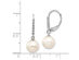 14K White Gold Freshwater Cultured Pearl (8-9mm) Dangle Leverback Earrings