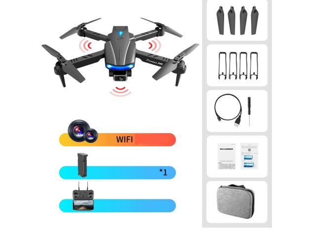 Foldable HD Dual Camera Mini Drone (3 Batteries)