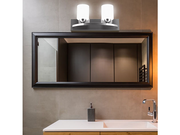 2 Light Glass Wall Sconce Pendant Lamp Shade Cover Fixture Vanity Metal Bathroom - Black