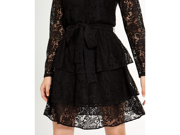 Michael Kors Women's Tiered Lace Dress Black Size Small