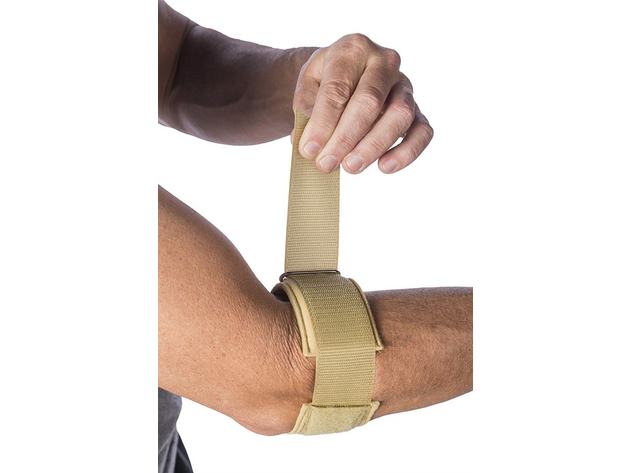 Cho-Pat Tennis Elbow Support Strap, Comfortable, Adjustable, Targeted Forearm Support, Medium: 10.5 Inches - 12 Inches, Tan