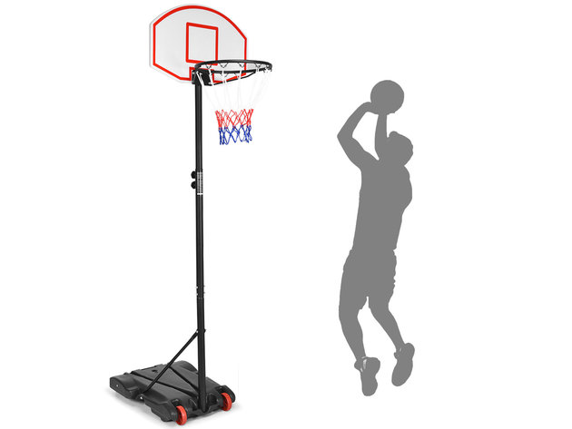 Costway Adjustable Basketball Hoop System Stand Kid Indoor Outdoor Net Goal W/ Wheels - Black