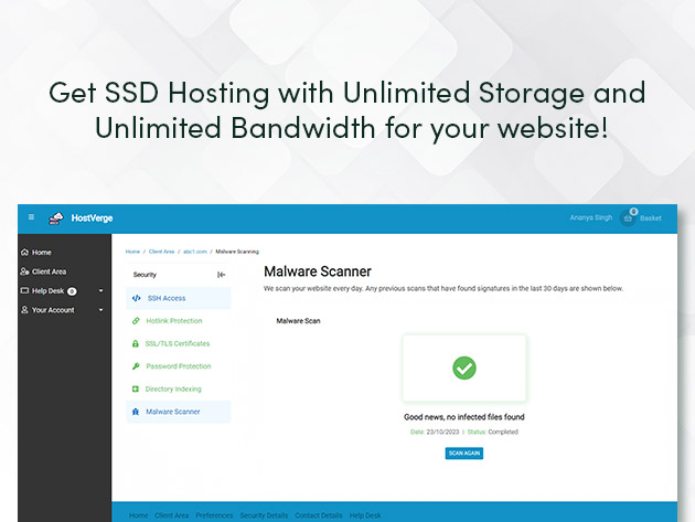 HostVerge Web Hosting: Lifetime Subscription (Tier 2)