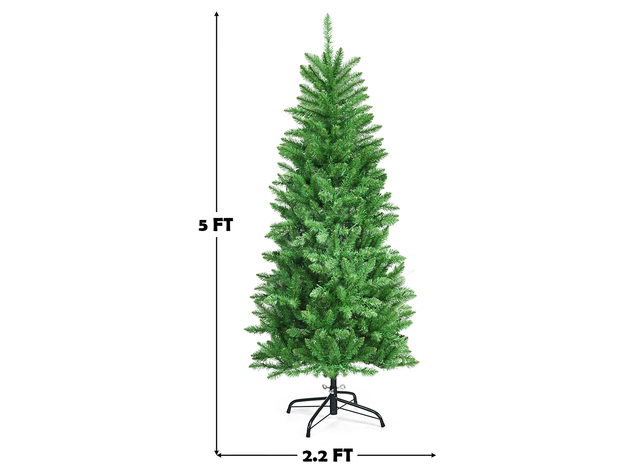 5 Foot Pre-lit Artificial Pencil Christmas Tree w/ 150 LED Lights