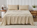 Kathy Ireland 4 Piece Heathered Jersey Knit Cotton Sheet Set (King/Oatmeal)