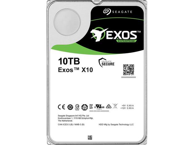 Seagate Exos Enterprise Capacity 3.5 ST10000NM0086 10TB 7200 RPM 256MB Cache SATA 6.0Gb/s 3.5