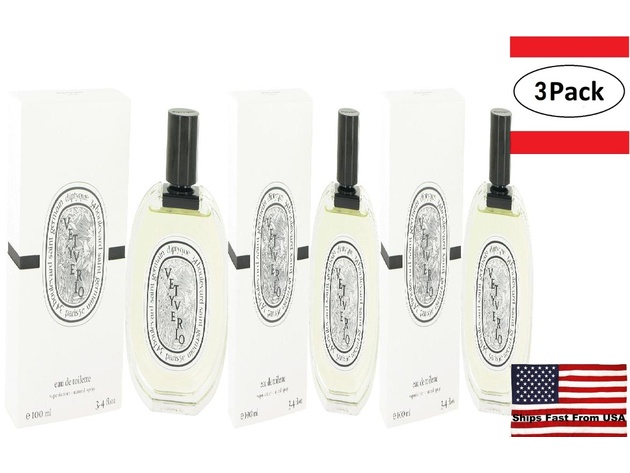 3 Pack Diptyque VETYVERIO by Diptyque Eau De Toilette Spray (Unisex) 3.4 oz for Women