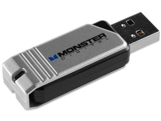 Monster Digital Coppa 4GB USB 2.0 Flash Drive with Integrated Twist Cover No Cap To Lose, FAT File System Makes The Drive Compatible with PC and Mac Systems, Black/Gray (New Open Box)