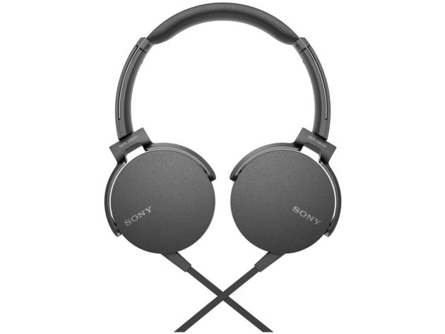Sony Extra Bass On-Ear Headphones with 30mm drivers, Powerful Music, Comfort Ear Pads, Mic and Remote for Apple and Android Smartphones, Black, MDRXB550AP/B (New Open Box)
