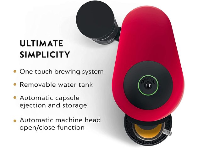 Nespresso VertuoPlus Coffee and Espresso Maker Bundle with Aeroccino Milk Frothe, Red (New Open Box)