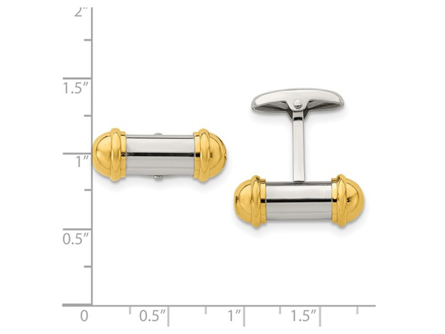 Mens Stainless Steel 24k Gold Plating Cuff Links