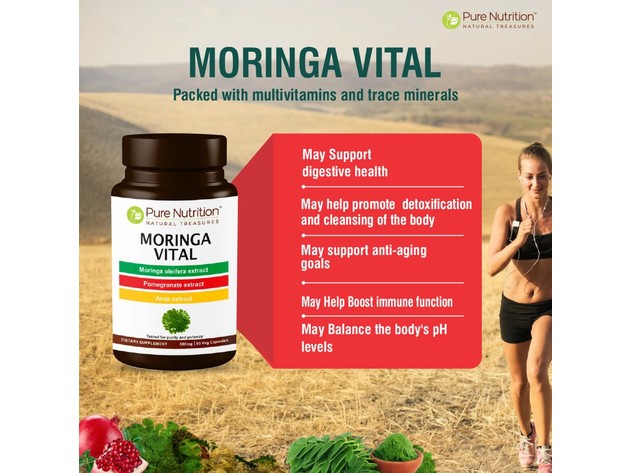 Pure Nutrition Moringa Vital Wholefood Multi Vitamins & Trace Minerals with Vital Nutrients - 90 Veg Capsules