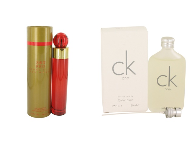 Gift set  Perry Ellis 360 Red by Perry Ellis Eau De Parfum Spray 3.4 oz And  CK ONE EDT Pour/Spray (Unisex) 1.7 oz
