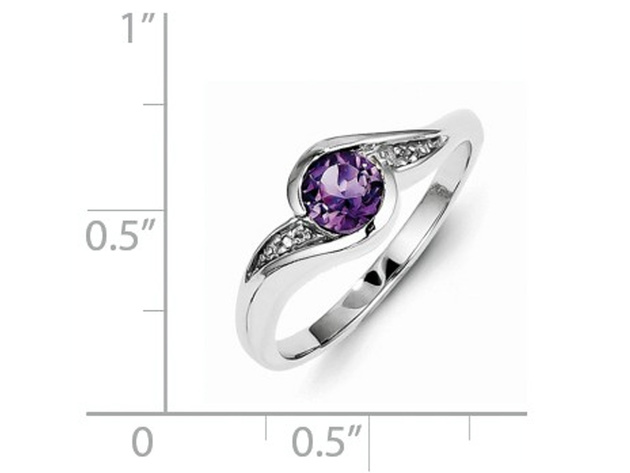 Solitaire Amethyst Ring 1/3 Carat (ctw) in Sterling Silver - 9