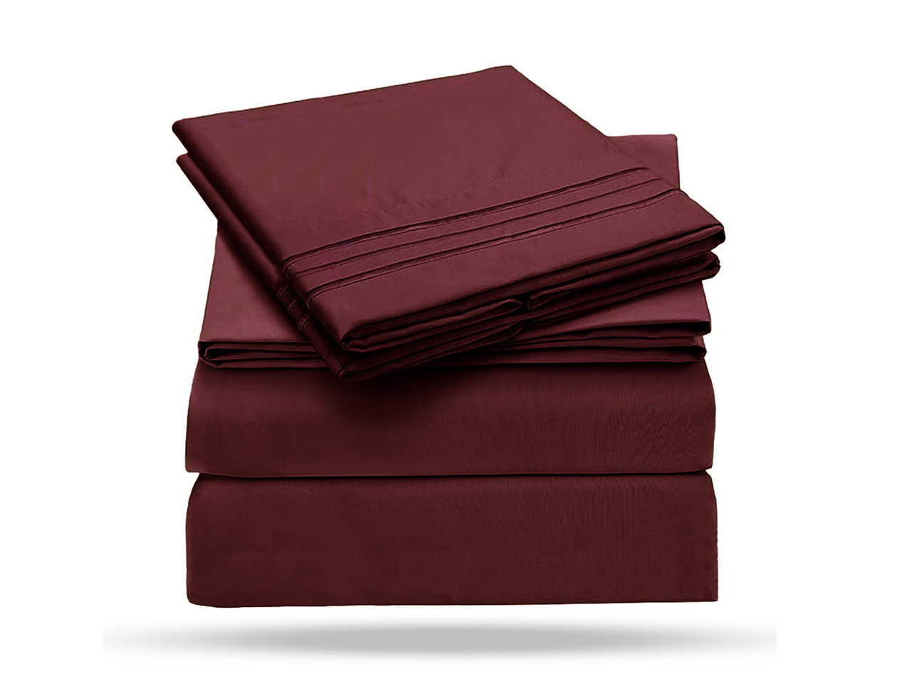 The Luxe 4-Piece Microfiber Bed Sheet Set (Maroon/Full)