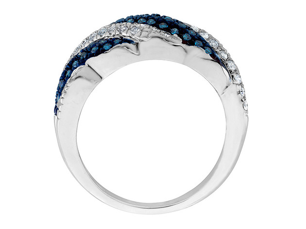 4/5 Carat (ctw) White and Enhanced Blue Diamond Ring in 10K White Gold - 8