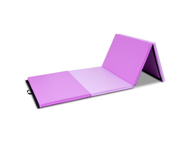 Costway 4'x10'x2'' Gymnastic Mat Thick Folding Panel Gym - Purple + Pink
