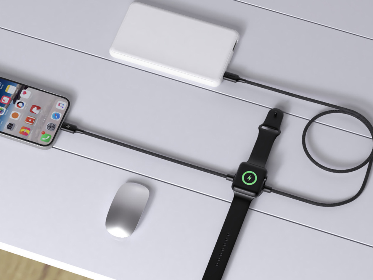 2-in-1 USB-C 65W Charging Cable with Built-in Apple Watch Charger