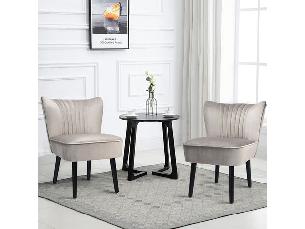 Costway Set of 2 Armless Accent Chair Upholstered Leisure Chair Single Sofa - Stone Grey