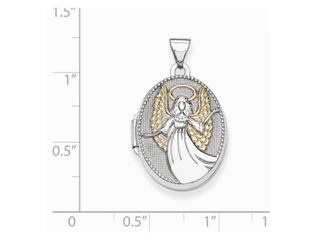 Oval Guardian Angel Locket in Sterling Silver