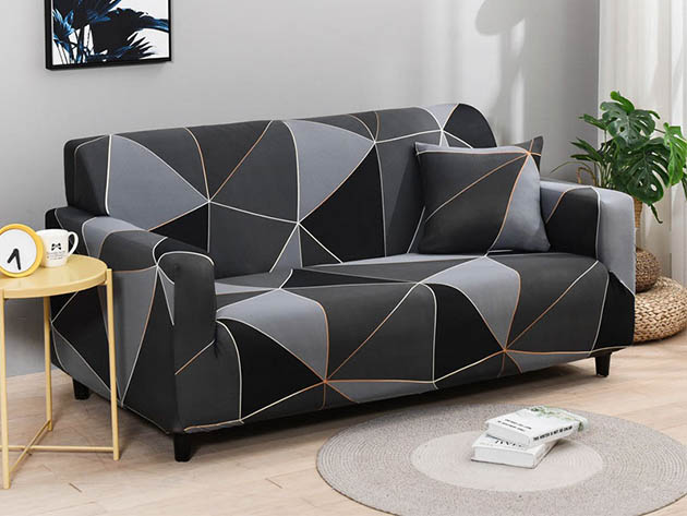 Modern Sofa Slipcover (Grey Triangle Pattern/Pillow Case)
