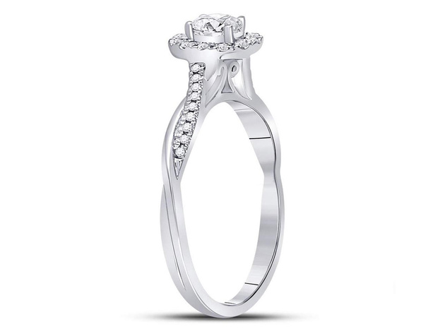 1/3 (ctw I1-I2, G-H-I) Halo Diamond Twist Engagement Ring in 14K White Gold - 8