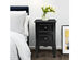 Costway Black Night Stand w/ 2 Storage Drawers, Wood End Accent Table - Black