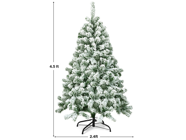 4.5 Foot Snow Flocked Artificial Christmas Tree w/400 Tips and Foldable Base