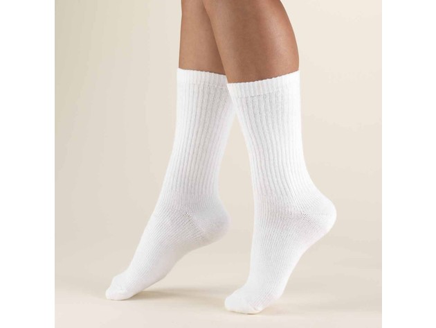 Unisex Classic Crew Athletic Sports Cotton Socks 24 Pack - White