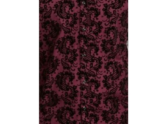 INC International Concepts Men's Flocked Paisley Shirt Wine Size Small